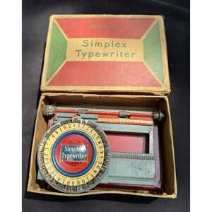 1931 Simplex Toy Typewriter Model 100 With Original Box - Rare!